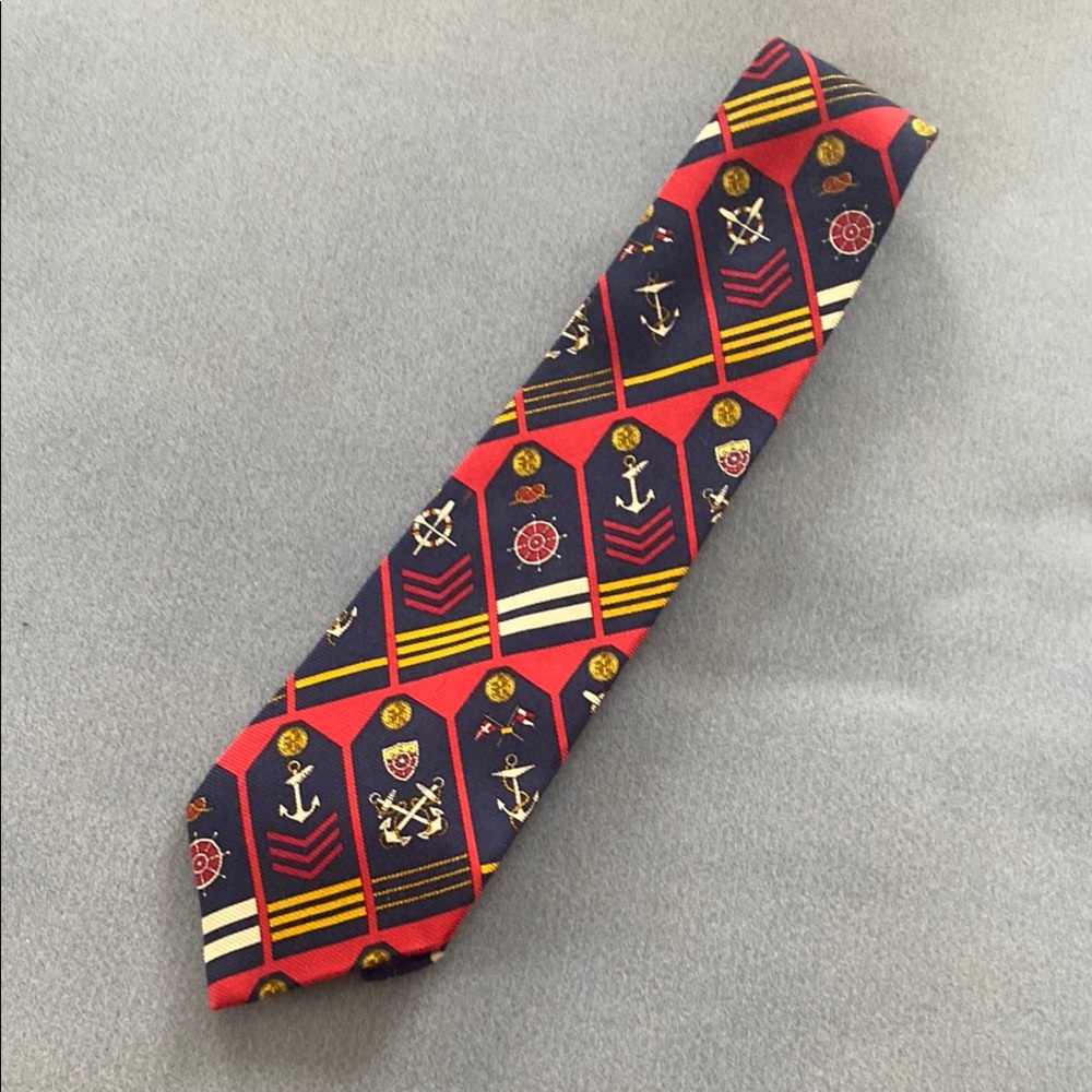 Nautica Patterned Red and Blue Tie